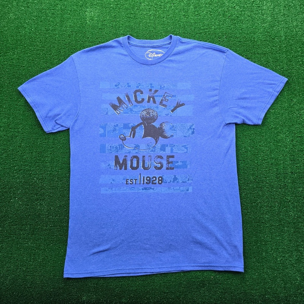 Disney Mickey Mouse Tshirt Mens Large Heather Blue Est 1928 Graphic Classic Tee